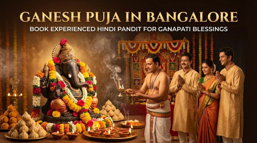 Lord Ganesha themed puja setup for blessings and success
