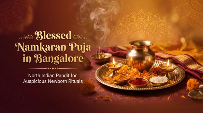 North Indian naming ceremony guided by a Hindi pandit