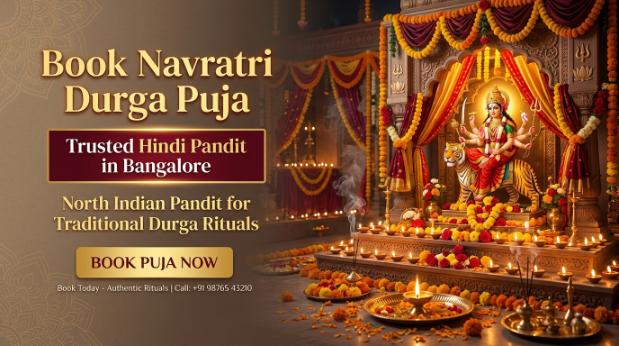 Devotional Navratri setup invoking Maa Durga's blessings