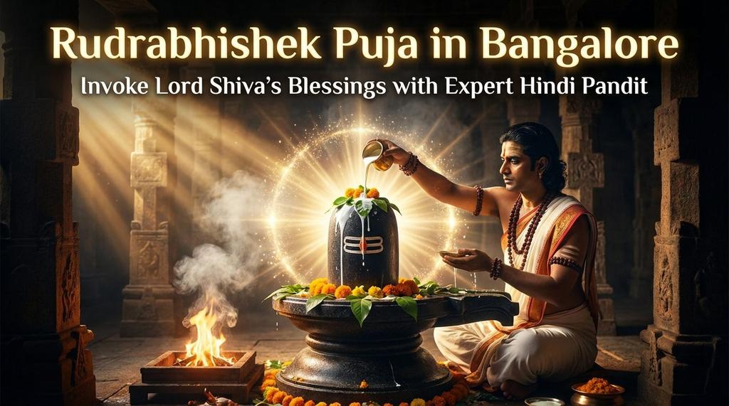 Shiva lingam abhishek with devotional offerings and mantra chanting