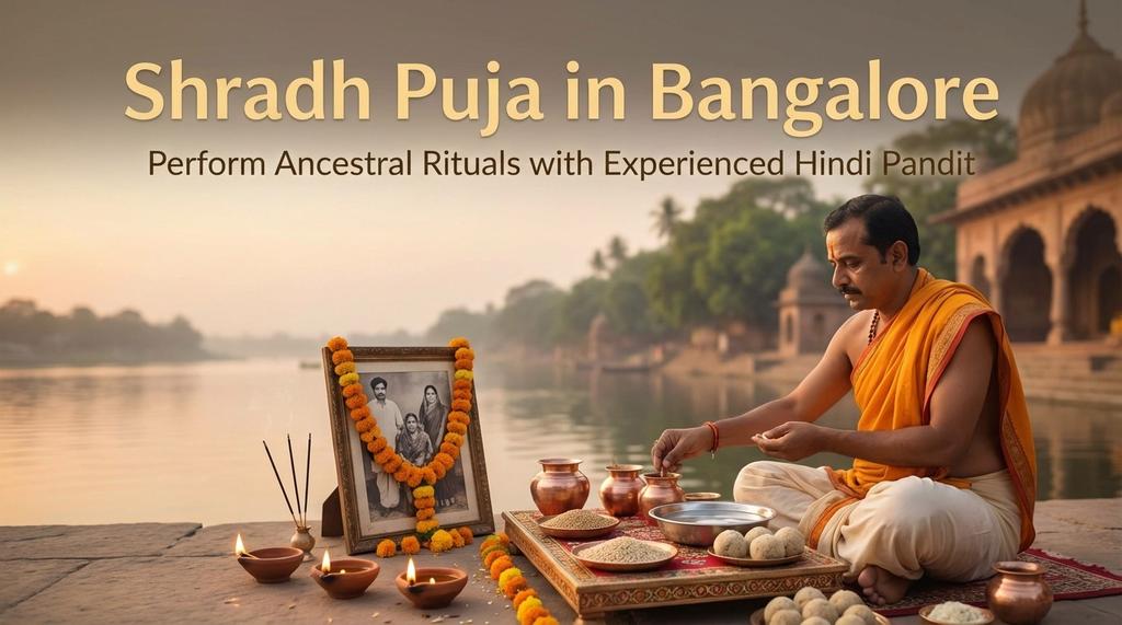 Pandit performing respectful ancestral rituals for Shradh Puja